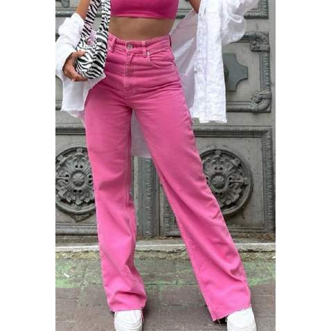 Mad Girls Pink Palazzo Jeans Mg1189 - Pembe