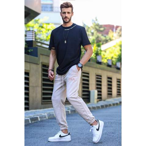 Men Black Basic T-Shirt Tracksuit 5780 - Siyah