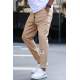 Madmext Men Beige Zip Sweatpants 5421 - Bej