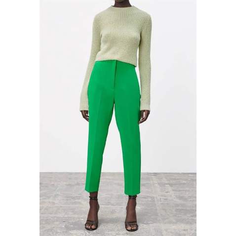 Mad Girls High Waist Green Trousers MG1331 - Yeşil