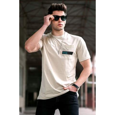 Madmext Men Beige T-shirt 5804 - Bej