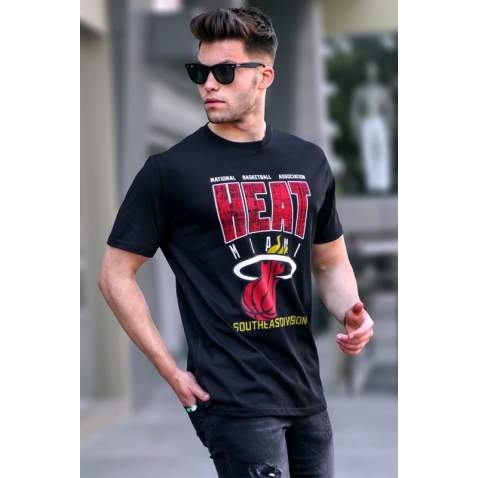 Men Printed Black Regular Fit T-Shirt 5812 - Siyah