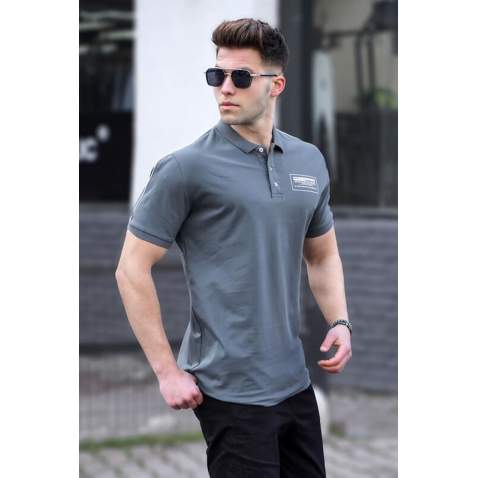 Men Smoke Gray Polo T-Shirt - Füme