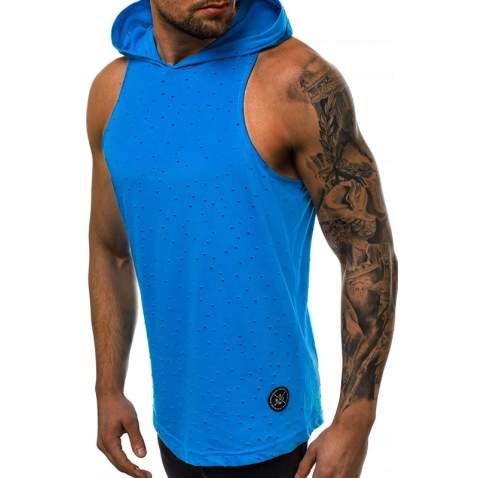 Sleeveless T-Shirt In Hooded turquoise 2893 - Turkuaz