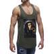 Sleeveless T-Shirt In Bob Marley's Printed and Khaki Color 2634 - Haki yeşili