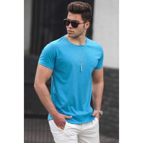 Madmext Men Plain Turquoise T-shirt 4055 - Turkuaz