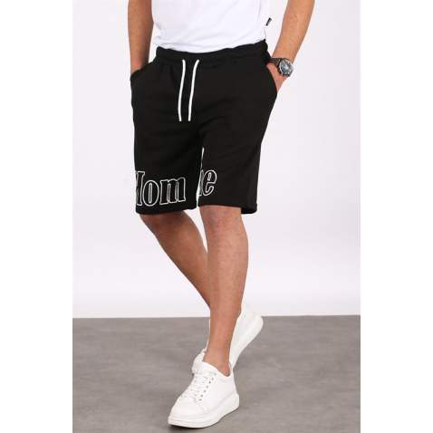 Madmext Men Printed Black Capri Shorts 5439 - Siyah