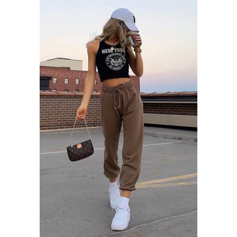 Mad Girls Oversize Brown Sweatpants MG290 - Kahverengi