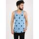 Madmext Men Printed Blue Vest 2303 - Mavi