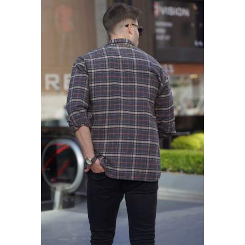 Anthracite Regular Fit Plaid Shirt 5554 - Antrasit