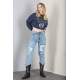 Mad Girls Ripped Blue Jeans Mom Wear MG1163 - Mavi