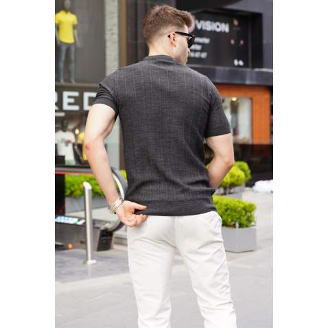 Madmext Men Anthracite T-Shirt 5684 - Antrasit