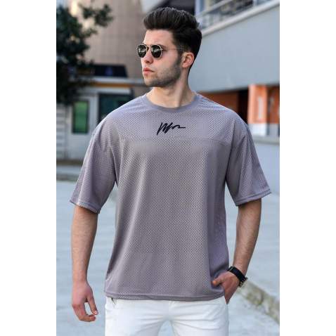 Madmext Gray Oversize T-shirt for Men 5233 - Gri