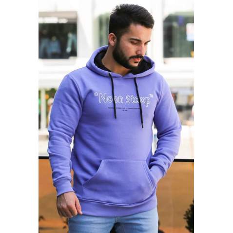 Madmext Purple Printed Hoodie 4157 - Mor