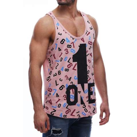 Sleeveless T-Shirt In Printed Pink 2626 - Pembe