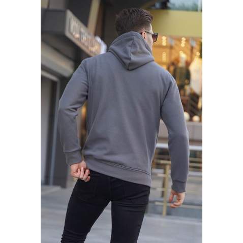 Smoke Gray Basic Hoodie Sweatshirt 6014 - Füme