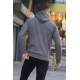 Smoke Gray Basic Hoodie Sweatshirt 6014 - Füme