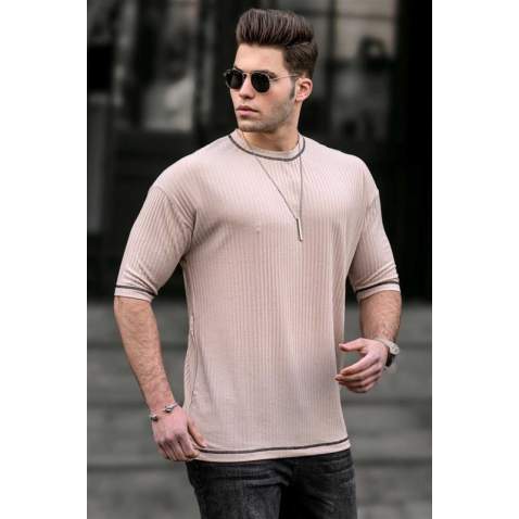 Madmext Men Beige T-shirt 9620 - Bej