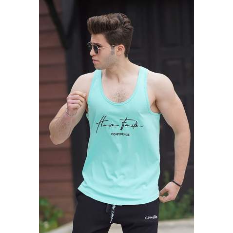 Madmext Turquoise Printed T-shirt for Men 4624 - Turkuaz