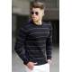 Madmext Men Striped Black Knitted Sweater 5177 - Siyah