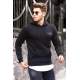 Madmext Men Printed Hoodie Black Sweatshirt 4395 - Siyah