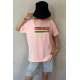 Pink Printed Over Fit T-Shirt MG1516 - Pudra