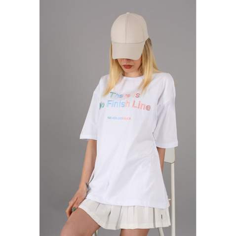 Mad Girls Printed White T-Shirt MG946 - Beyaz