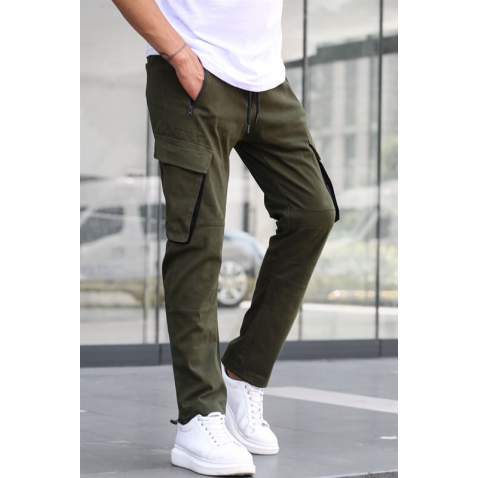 Khaki Jogger Trousers with Cargo Pockets 5791 - Haki