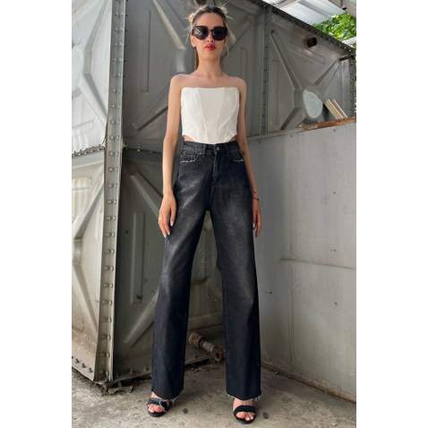 Mad Girls Black Palazzo Jeans Mg1178 - Siyah