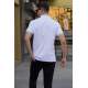 Men Embroided White Polo T-Shirt 5875 - Beyaz