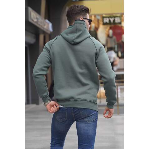 Khaki Hooded Zip-Down Sweatshirt 4701 - Haki