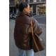 Brown Oversize Leather Coat MG1387 - Kahverengi