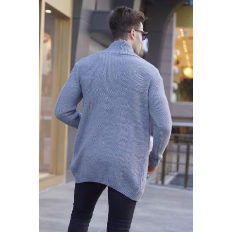 Smoke Gray Basic Knitted Cardigan 5996 - Füme