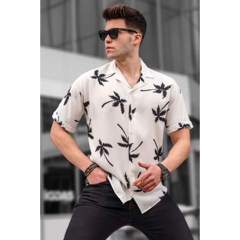 Madmext Men Designed White Shirt 5541 - Beyaz