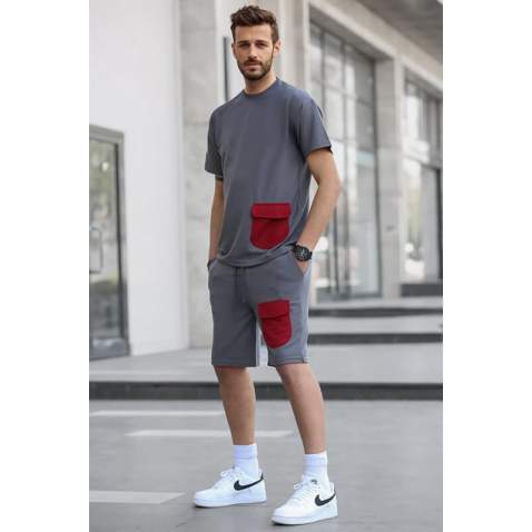 Men Smoke Gray Shorts Set 5901 - Füme