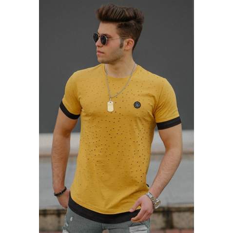 Madmext Yellow Rapped T-shirt for Men 4489 - Sarı