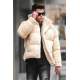 Men Beige Puffer Fur Jacket 5698 - Bej