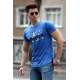 Madmext Blue Printed T-shirt for Men 4482 - Saks