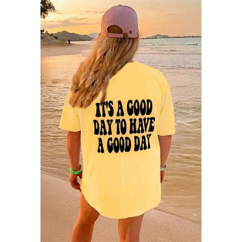 Women Printed Yellow T-Shirt - Sarı