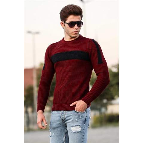 Madmext Maroon Crewneck Jumper 4361 - Bordo