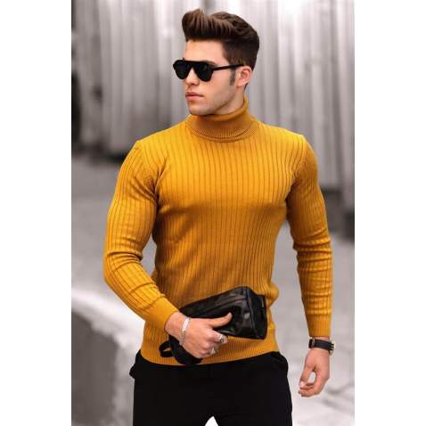 Madmext Mustard Turtleneck Jumper 4662 - Hardal