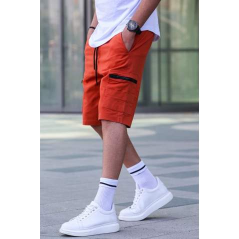 Men Tile Red Capri Shorts 5738 - Kiremit