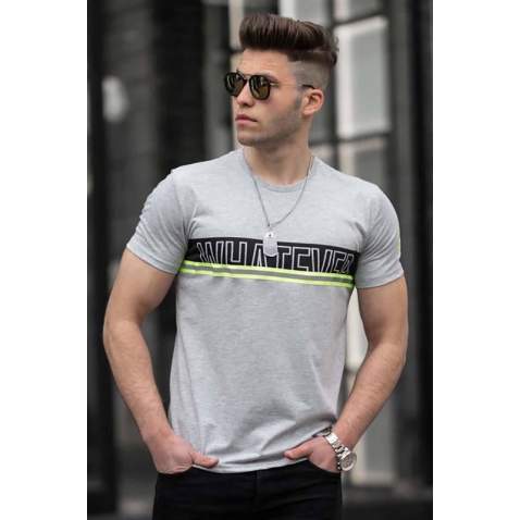 Madmext Grey Printed T-shirt for Men 4610 - Gri