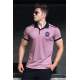 Madmext Soft Pink Shoulder Striped Polo Shirt 9306 - Pudra