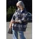 Mad Girls Navy Blue Oversize Women Lumberjack Shirt MG042 - Lacivert