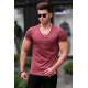 Madmext Men Buttoned Maroon Basic T-shirt 4052 - Bordo