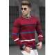 Madmext Men Striped Maroon Knitted Sweater 5171 - Bordo