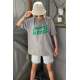 Women Printed Oversize Dye Gray T-Shirt MG1489 - Boyalı gri