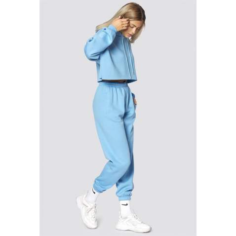 Mad Girls Blue Hooded Women Tracksuit Set MG467 - Mavi