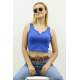 Mad Girls Light Blue Crop Top MG362 - Sax mavi